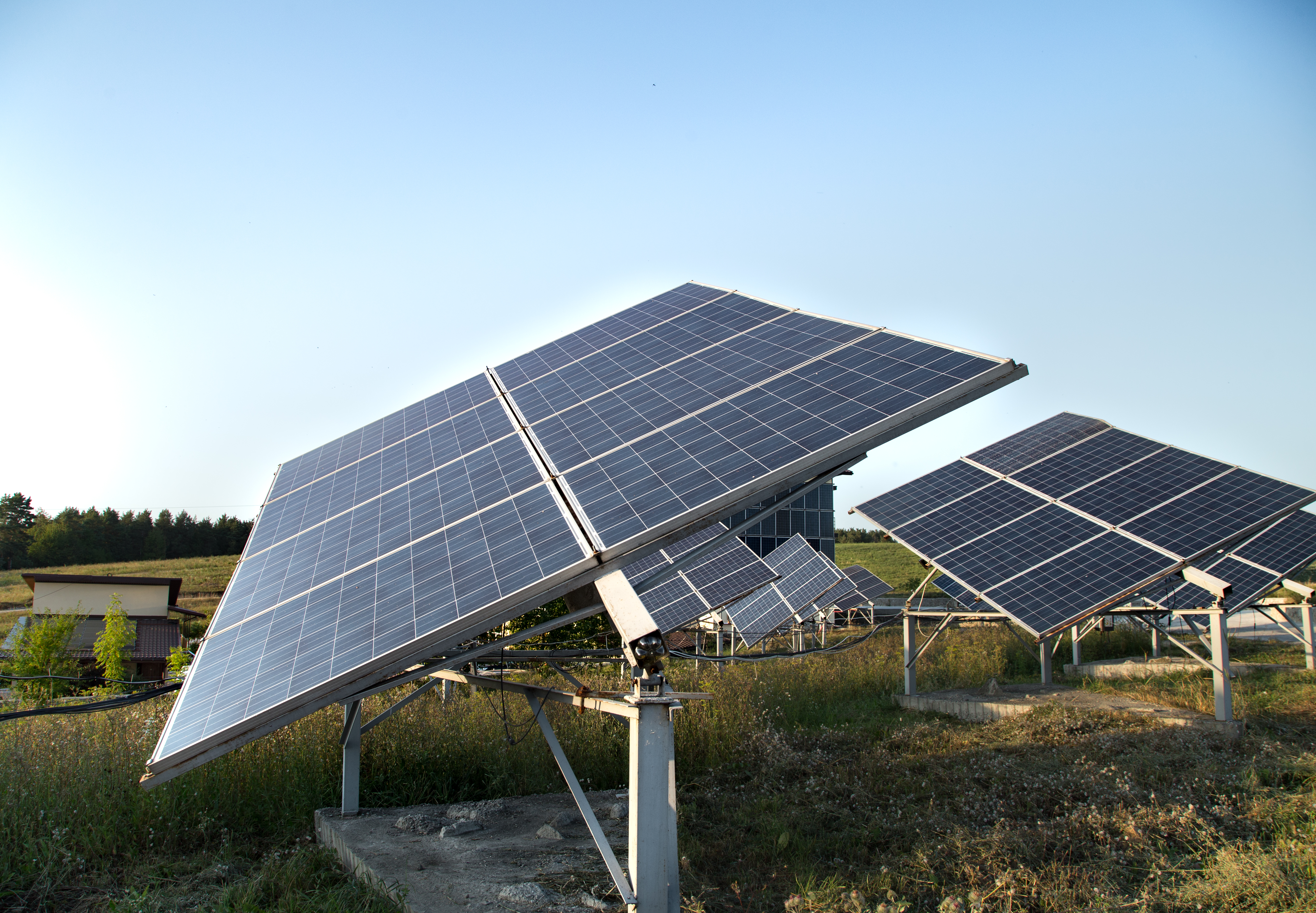photovoltaics in solar power station energy from natural. Close-up.